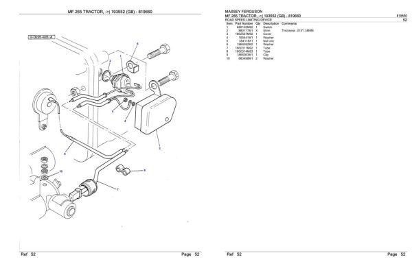 Massey Ferguson MF 265 Tractor Parts Catalog 819660 1