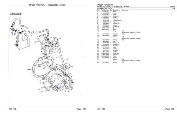 Massey Ferguson MF 265 Tractor Parts Catalog 819660 2