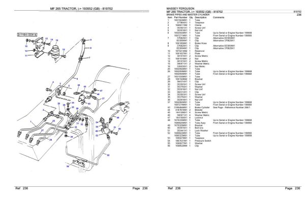 Massey Ferguson MF 265 Tractor Parts Catalog 819702 1
