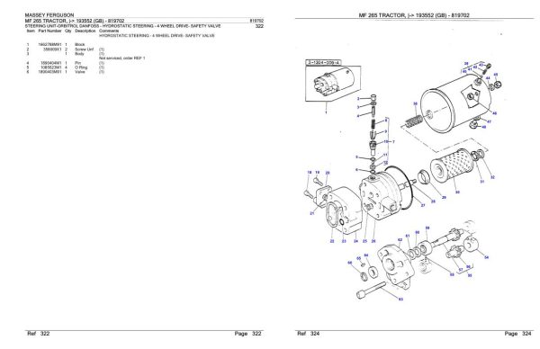 Massey Ferguson MF 265 Tractor Parts Catalog 819702 2