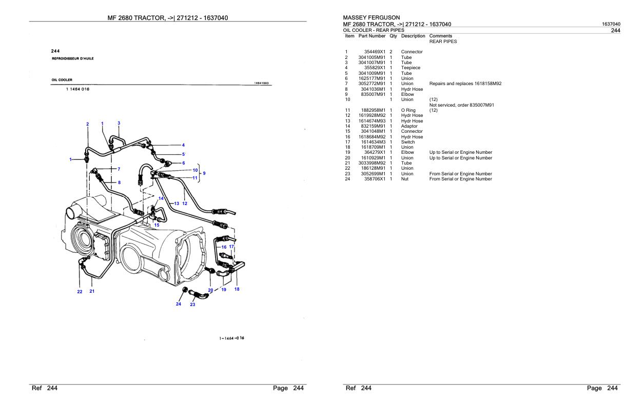 Massey Ferguson MF 2680 Tractor Parts Catalog 1637040 1
