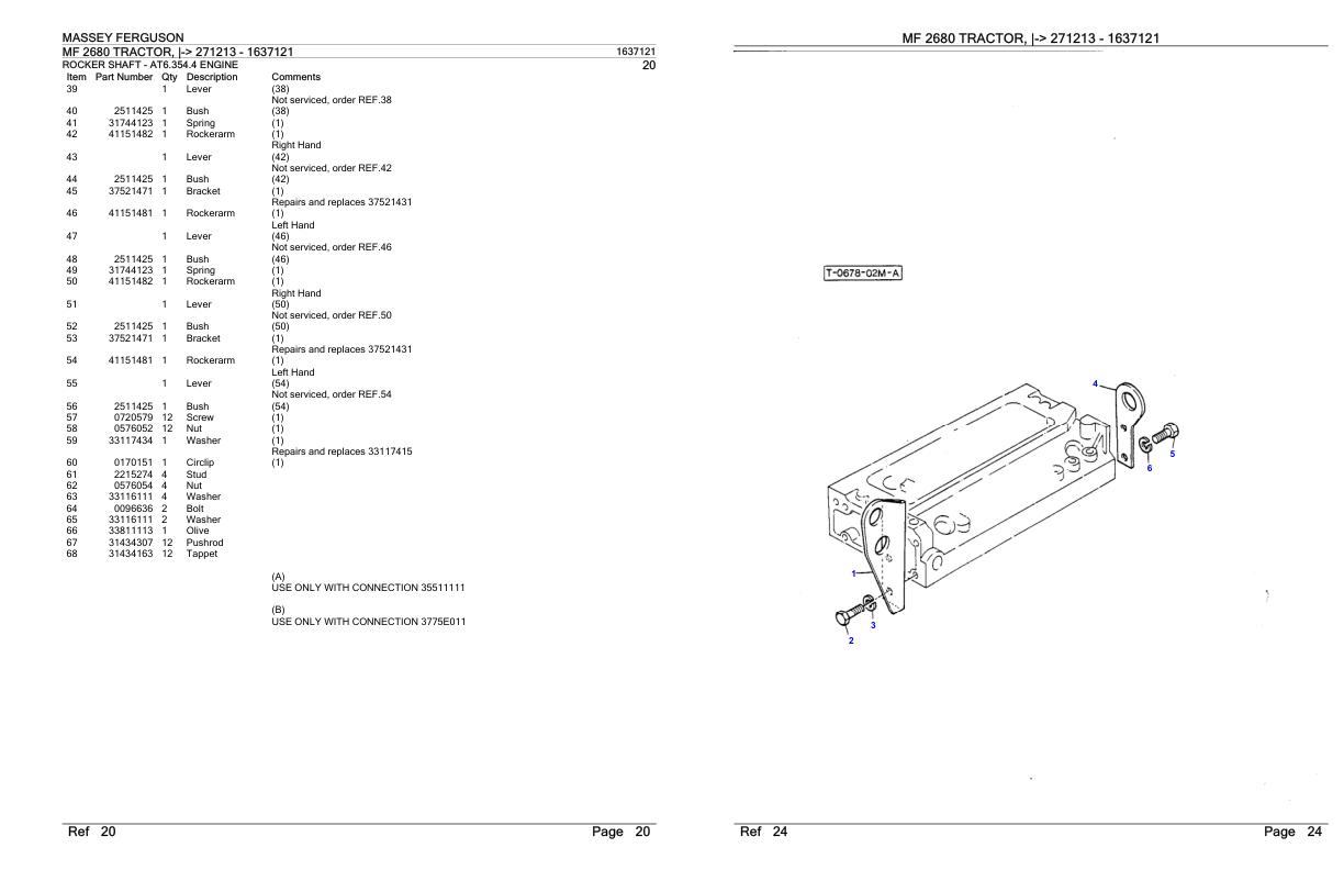 Massey Ferguson MF 2680 Tractor Parts Catalog 1637121 1