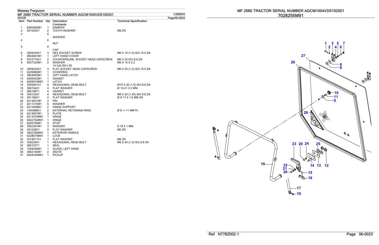 Massey Ferguson MF 2680 Tractor Parts Catalog C268003 1