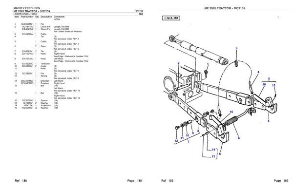 Massey Ferguson MF 2685 Tractor Parts Catalog 1637159 1