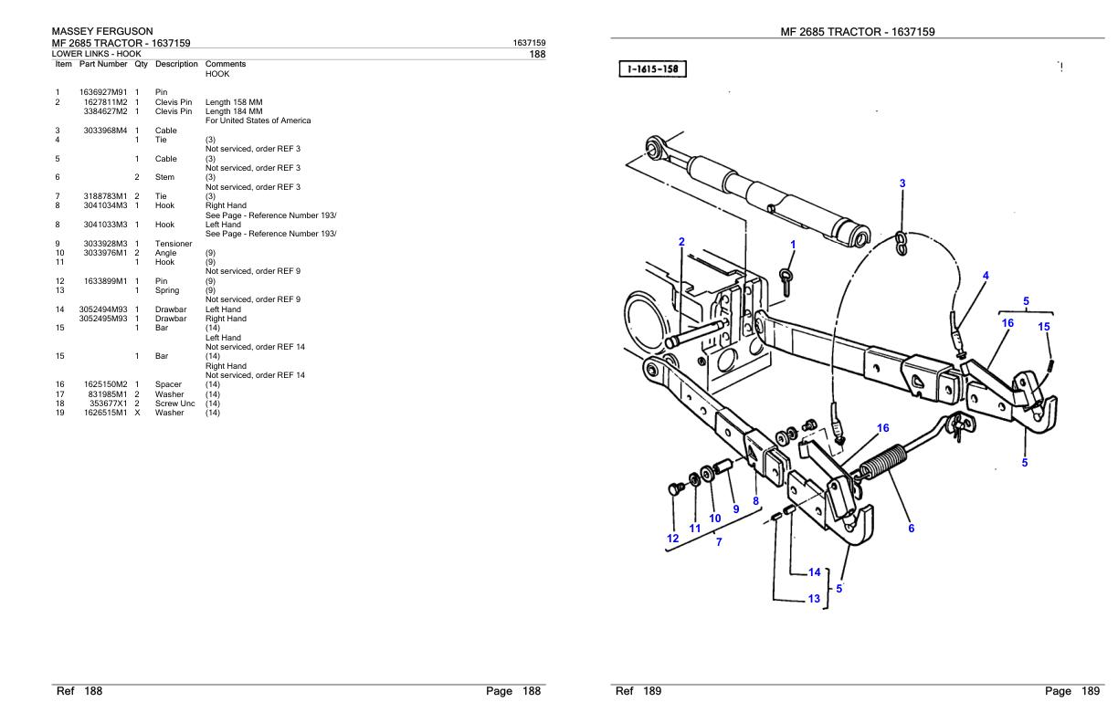 Massey Ferguson MF 2685 Tractor Parts Catalog 1637159 1