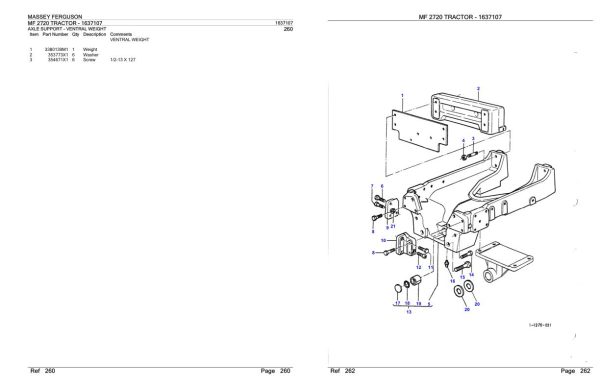 Massey Ferguson MF 2720 Tractor Parts Catalog 1637107 1