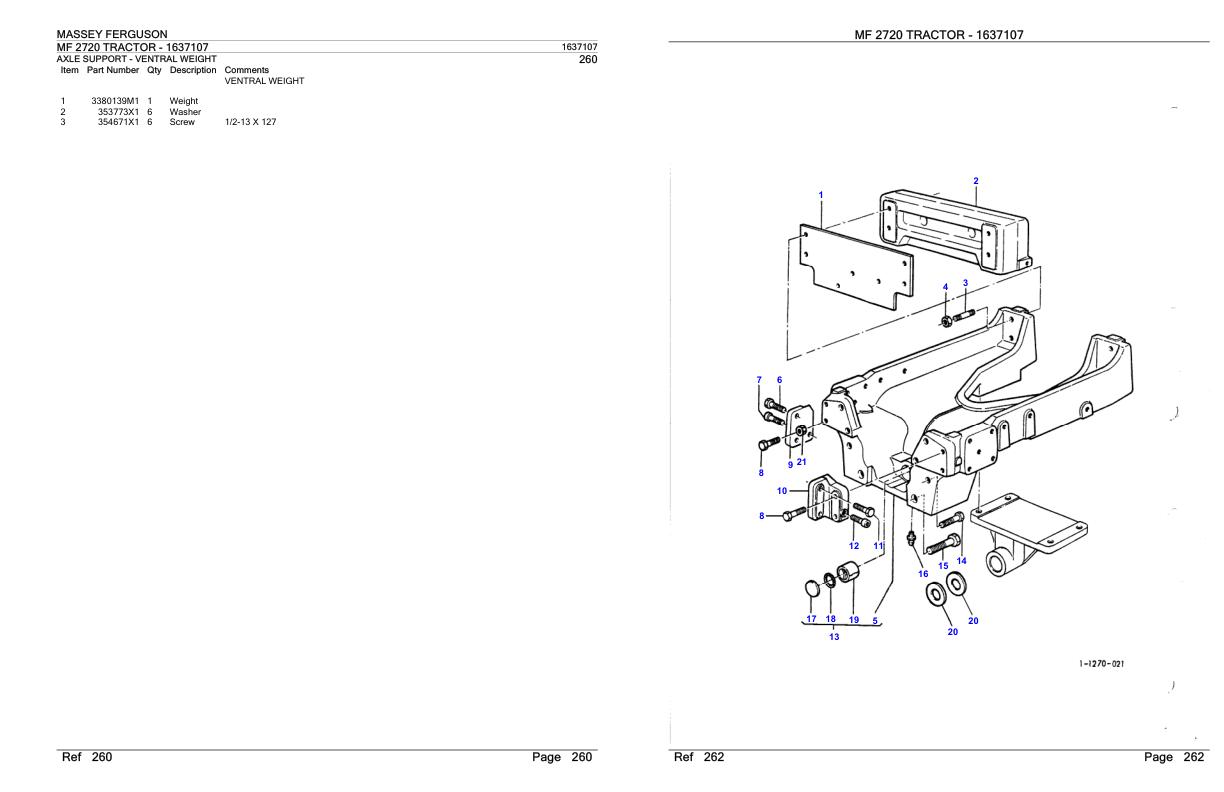 Massey Ferguson MF 2720 Tractor Parts Catalog 1637107 1