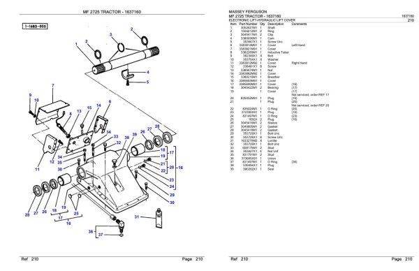 Massey Ferguson MF 2725 Tractor Parts Catalog 1637160 1