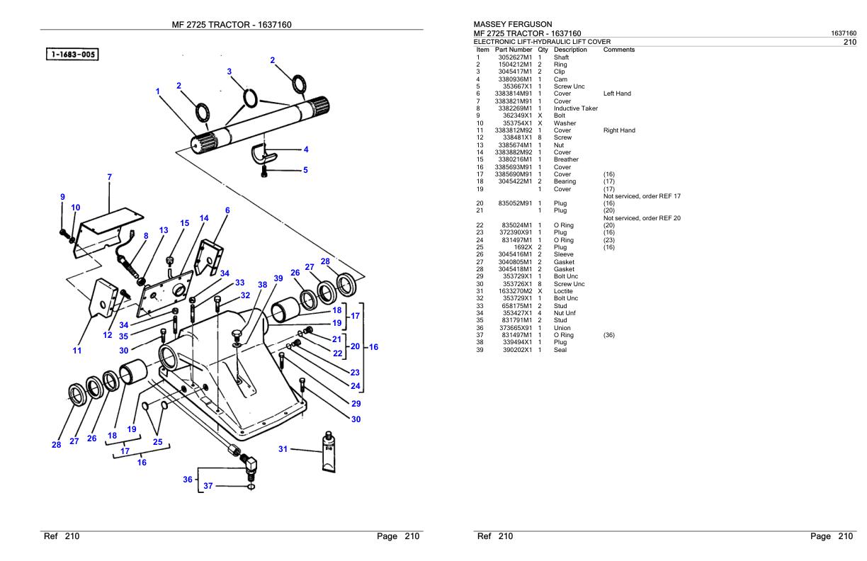 Massey Ferguson MF 2725 Tractor Parts Catalog 1637160 1