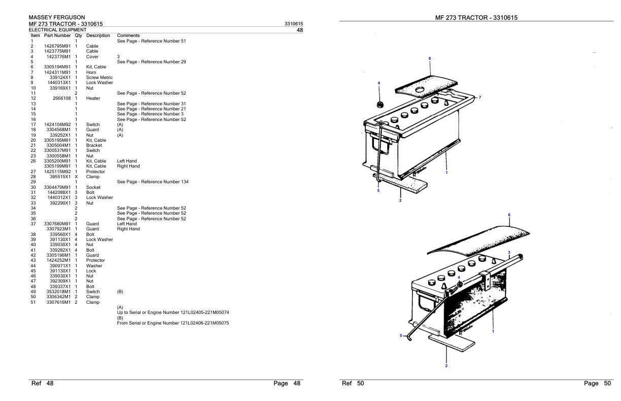 Massey Ferguson MF 273 Tractor Parts Catalog 3310615 1