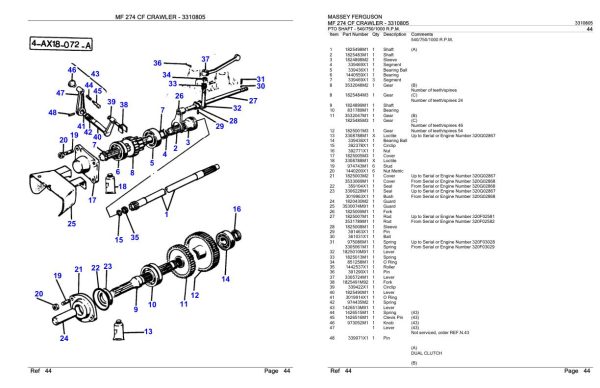 Massey Ferguson MF 274 CF Crawler Parts Catalog 3310805 1