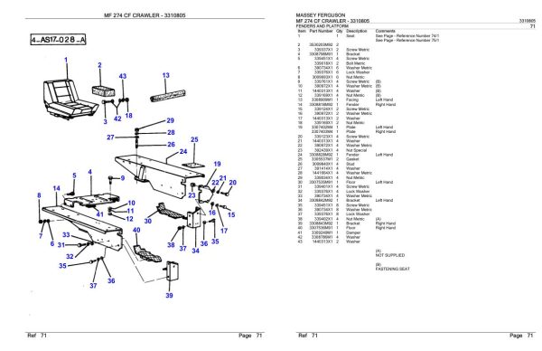 Massey Ferguson MF 274 CF Crawler Parts Catalog 3310805 2
