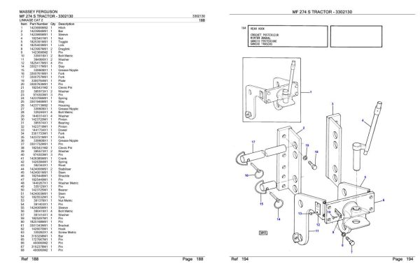 Massey Ferguson MF 274 S Tractor Parts Catalog 3302130 1