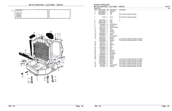 Massey Ferguson MF 274 Tractor Parts Catalog 1426775 1