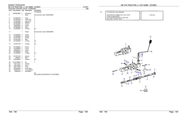 Massey Ferguson MF 274 Tractor Parts Catalog 3310601 1