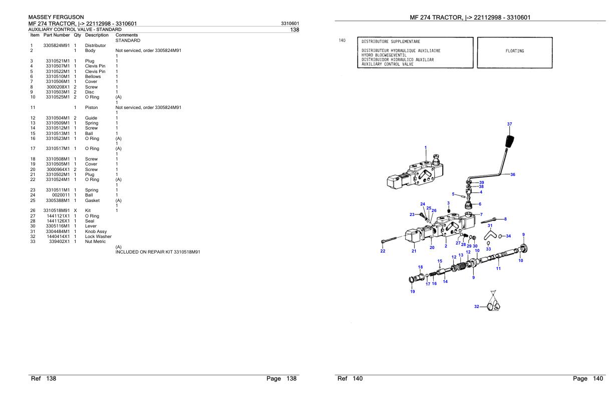 Massey Ferguson MF 274 Tractor Parts Catalog 3310601 1