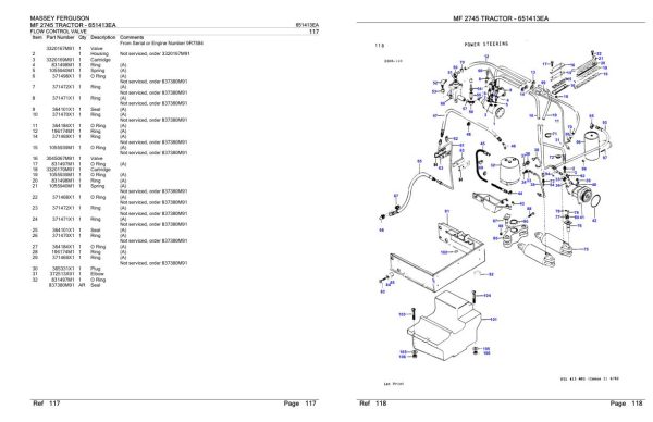 Massey Ferguson MF 2745 Tractor Parts Catalog 651413EA 1