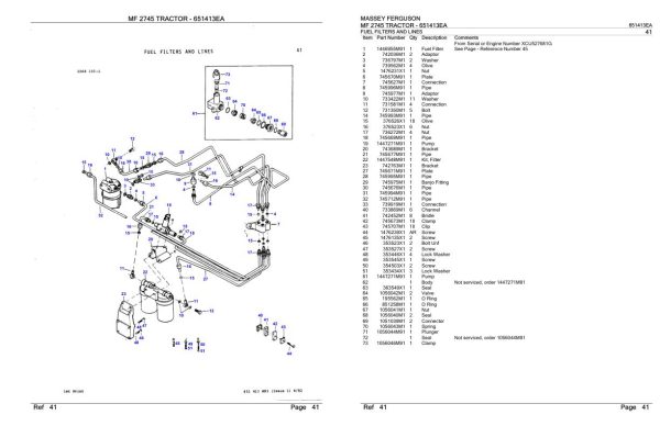 Massey Ferguson MF 2745 Tractor Parts Catalog 651413EA 2
