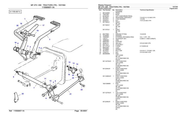 Massey Ferguson MF 275 290 Tractor Parts Catalog 1637464 2