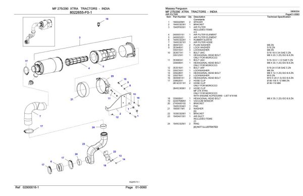 Massey Ferguson MF 275 290 XTRA Tractor Parts Catalog 3906334 1