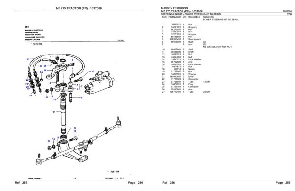 Massey Ferguson MF 275 Tractor Parts Catalog 1637068 1