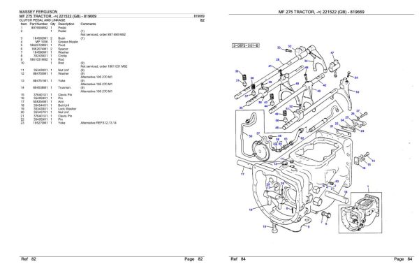 Massey Ferguson MF 275 Tractor Parts Catalog 819669 1