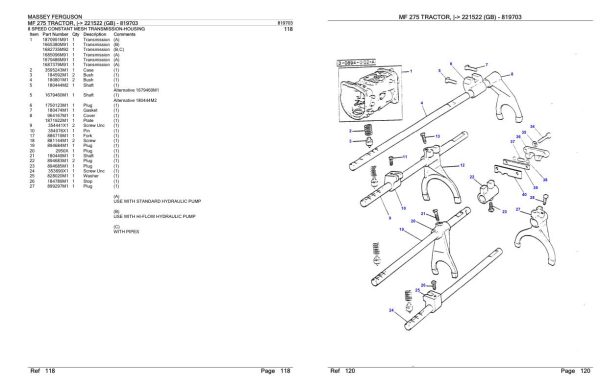 Massey Ferguson MF 275 Tractor Parts Catalog 819703 2