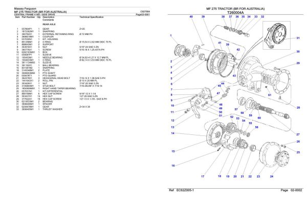 Massey Ferguson MF 275 Tractor Parts Catalog C027504 1