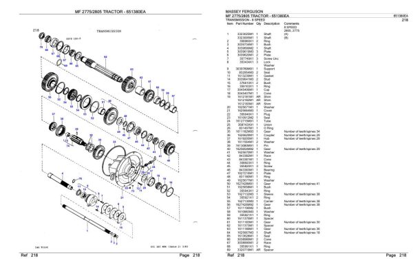 Massey Ferguson MF 2775 2805 Tractor Parts Catalog 651380EA 1