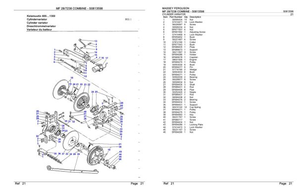 Massey Ferguson MF 28 7238 Combine Parts Catalog S0813598 2
