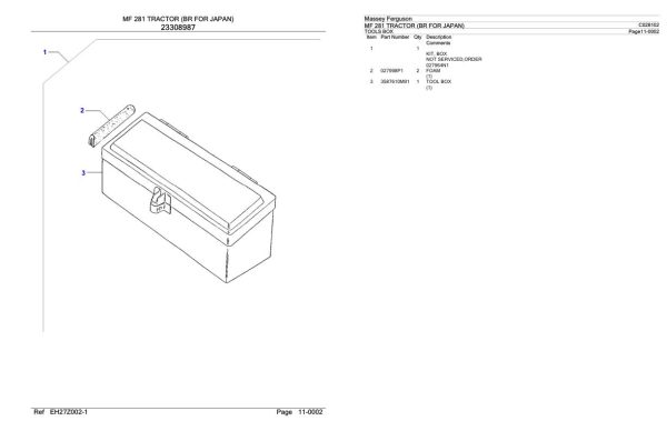 Massey Ferguson MF 281 Tractor Parts Catalog C028102 1