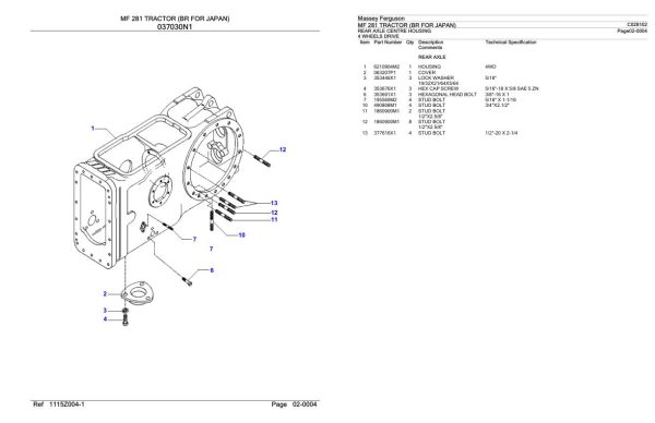 Massey Ferguson MF 281 Tractor Parts Catalog C028102 2