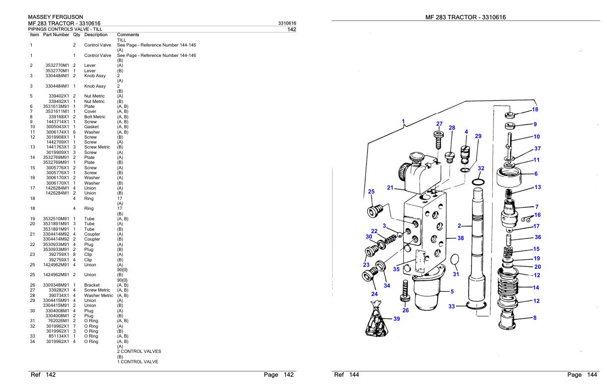 Massey Ferguson MF 283 Tractor Parts Catalog 3310616 1