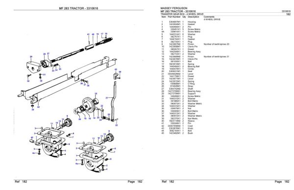 Massey Ferguson MF 283 Tractor Parts Catalog 3310616 2