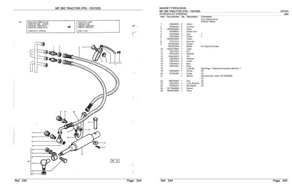 Massey Ferguson MF 285 Tractor Parts Catalog 1637025 1