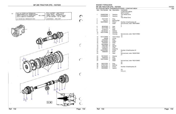 Massey Ferguson MF 285 Tractor Parts Catalog 1637025 2
