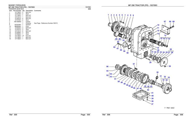 Massey Ferguson MF 290 Tractor Parts Catalog 1637063 2