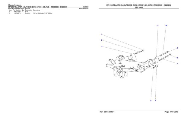 Massey Ferguson MF 290 Tractor Parts Catalog C029002 1