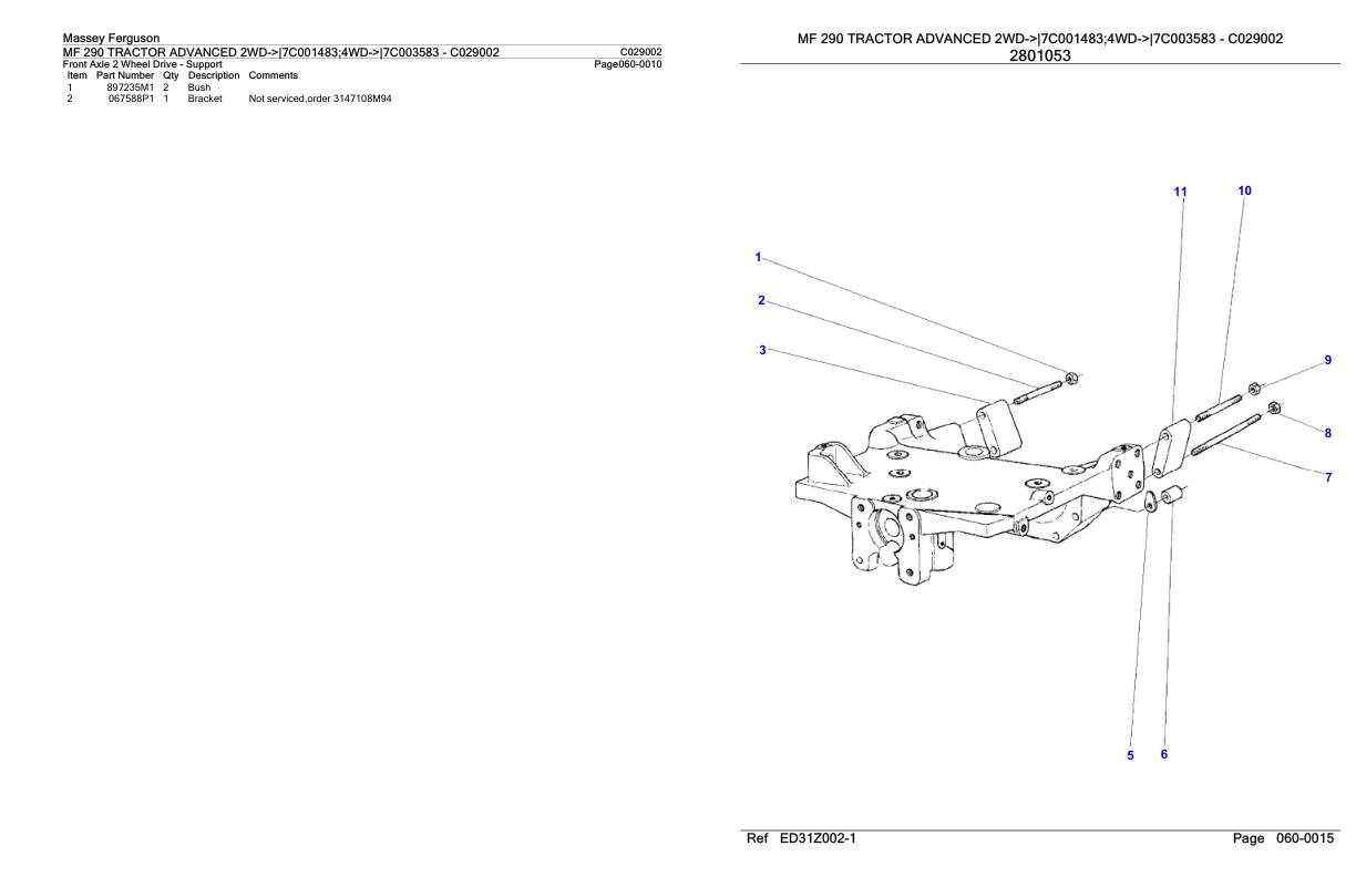 Massey Ferguson MF 290 Tractor Parts Catalog C029002 1