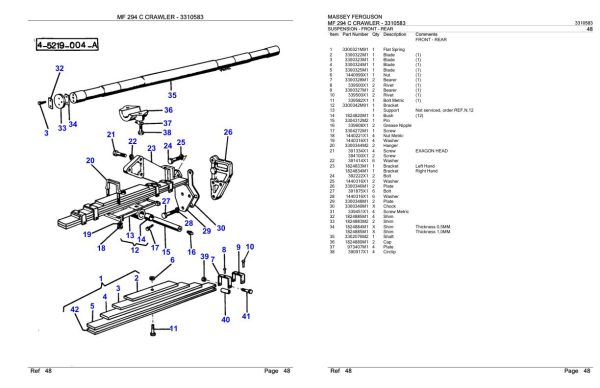 Massey Ferguson MF 294 C Crawler Parts Catalog 3310583 1