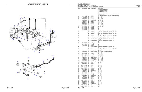 Massey Ferguson MF 294 S Tractor Parts Catalog 3301612 1