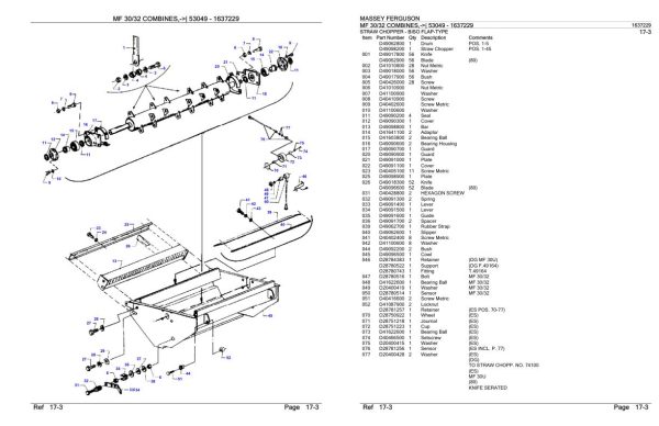 Massey Ferguson MF 30 32 Combine Parts Catalog 1637229 2