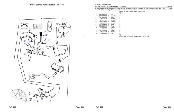 Massey Ferguson MF 300 Series Accessories Parts Catalog 3311666 1