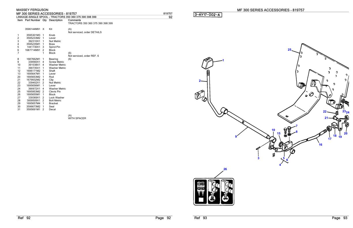 Massey Ferguson MF 300 Series Accessories Parts Catalog 819757 1