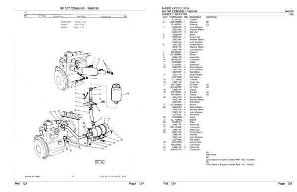 Massey Ferguson MF 307 Combine Parts Catalog 1646196 2
