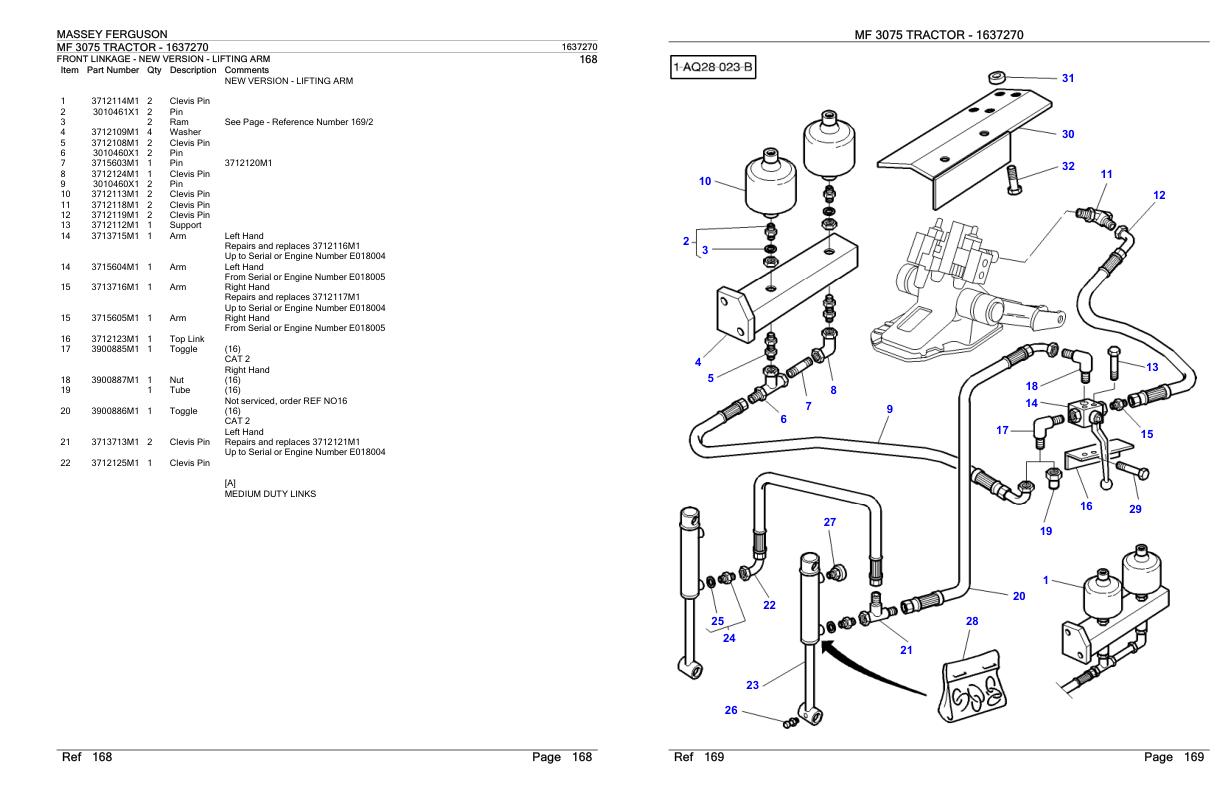 Massey Ferguson MF 3075 Tractor Parts Catalog 1637270 1