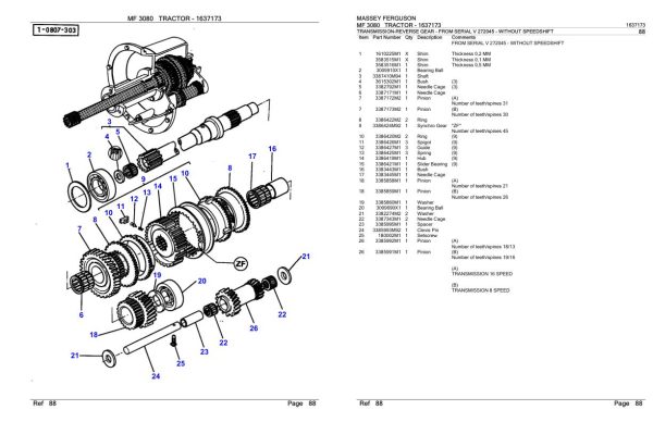 Massey Ferguson MF 3080 Tractor Parts Catalog 1637173 1