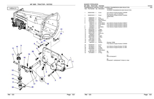 Massey Ferguson MF 3085 Tractor Parts Catalog 1637252 1