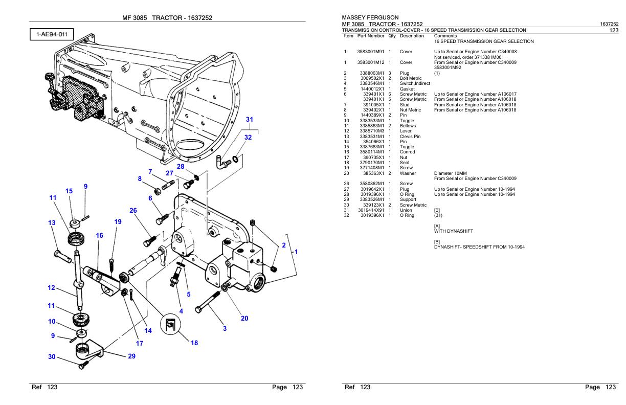 Massey Ferguson MF 3085 Tractor Parts Catalog 1637252 1