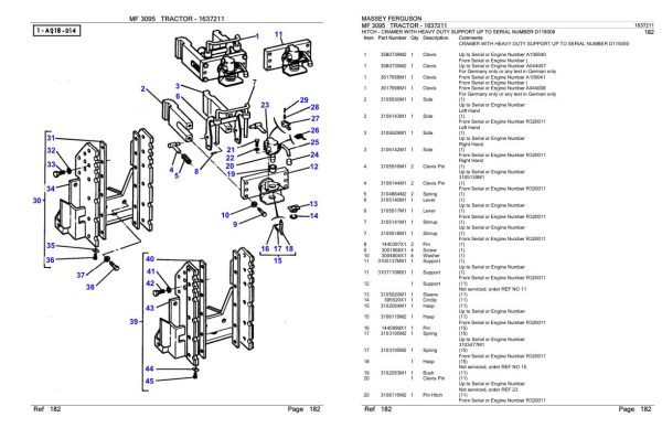 Massey Ferguson MF 3095 Tractor Parts Catalog 1637211 1